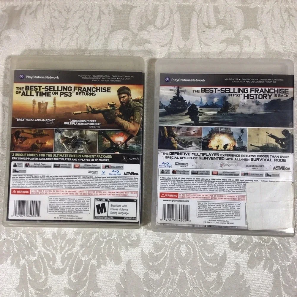 PS3 Call of Duty Black Ops and Call of Duty MW3 Video Games - Rated M